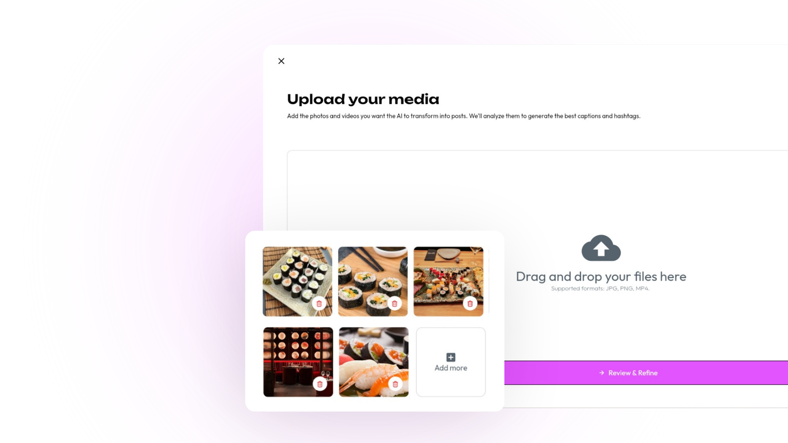 Uploading photos and videos to Aissistant